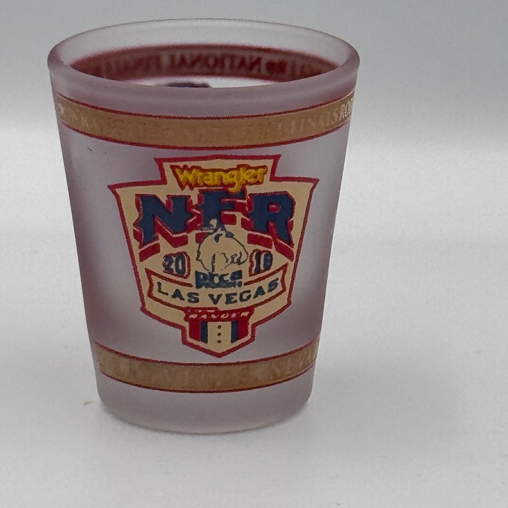 Wrangler NFR 2010 Las Vegas National Finals Rodeo Frosted Shot Glass PRCA USA
